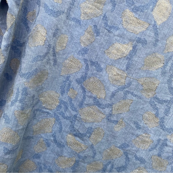 FINLEY Mandarin Collar Gold Leaf Jacquard Long Sleeve Shirt Size Medium - Picture 9 of 9